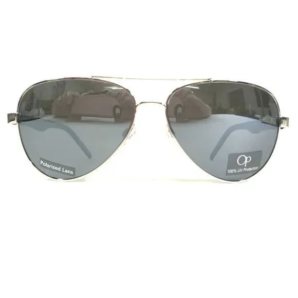 Op Ocean Pacific Sunglasses FAR OUT U SILVER Navy Blue Aviators Mirrored Lenses - Picture 2 of 15